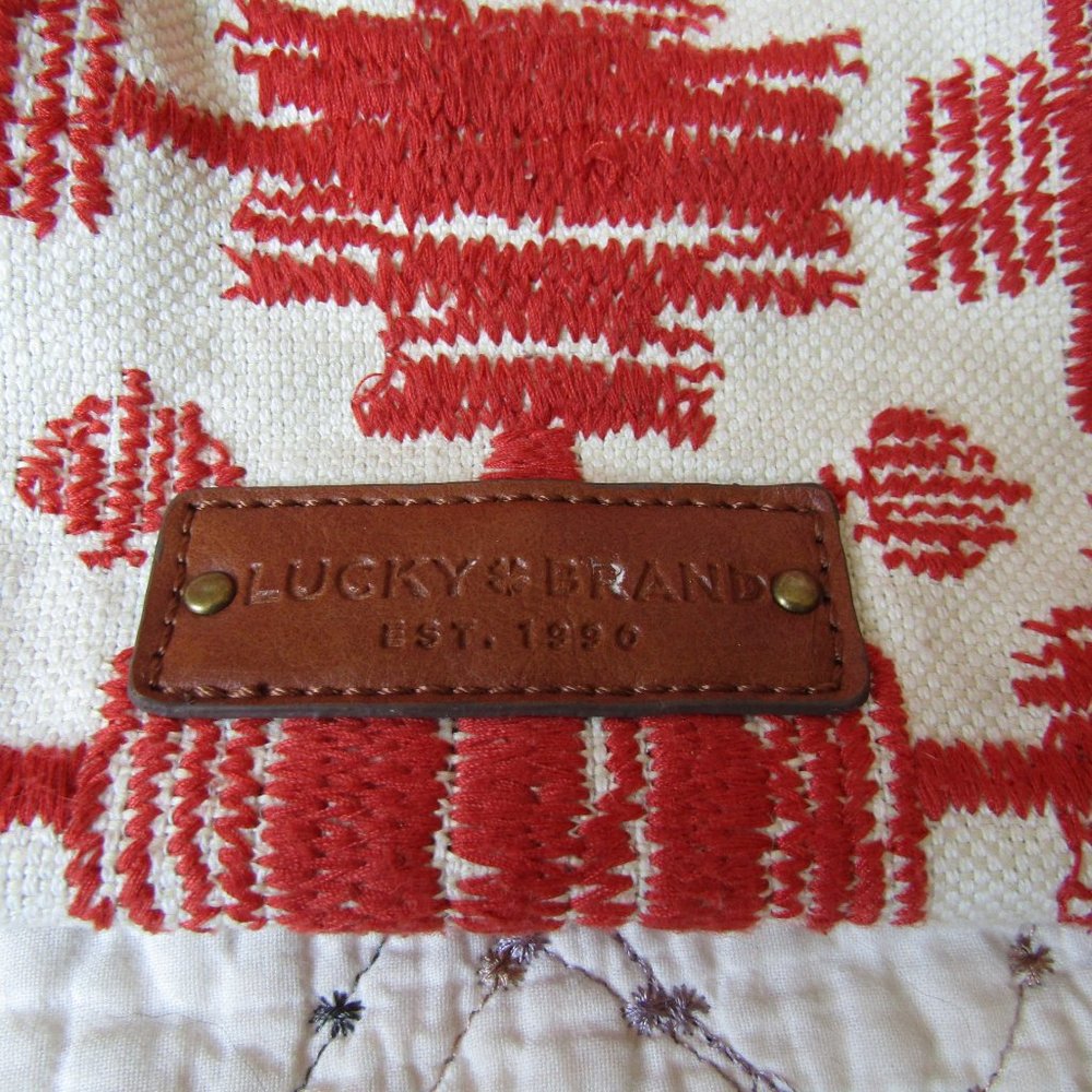 EUC Lucky Brand Large Embroidered Canvas Tote - Picture 3 of 14